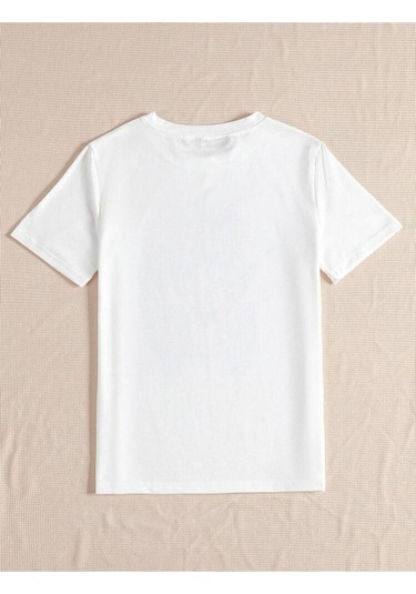 Kadin Beyaz Oversize Woswos Baskılı T-shirt Beyaz-67938