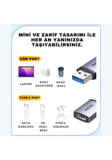 Coofbe Jasoz Usb 3.1 To Type-c Dönüstürücü Adaptör Mini Otg 10gbps Veri Aktarım Usb Dönüştürücü