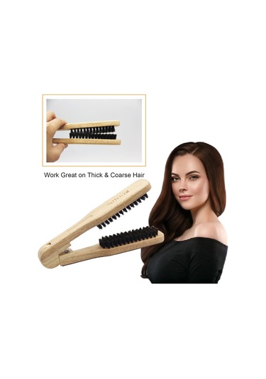 Moveevo Ahşap Kontrplak Tarak Düz Saç Tarağı Klipsli Düz Saç Tarağı Doğal Kıvırcık Saç Tarağı V Şeklinde Tarak