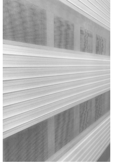 Narinlife Kırık Beyaz Geniş Plise Zebra Stor Güneşlik Perde