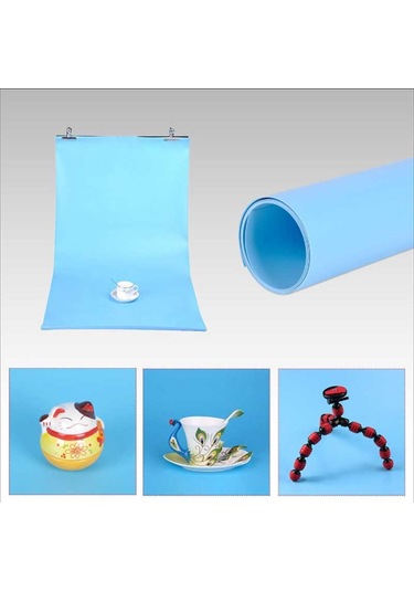 Gdx Stüdyo PVC  Fon Perde, Silinebilir, Kırışmaz (Mavi) 120x200Cm