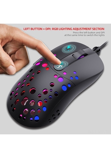 Novahub Profesyonel Rgb Oyun Faresi Hxsj A904 - 6 Dpı, 20 Milyon Tıklama Ömrü, Optik Sensör Optik