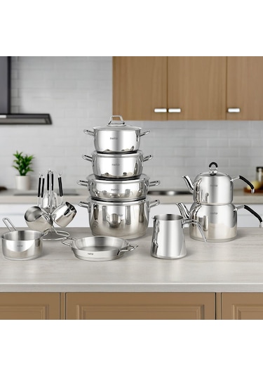 Nehir Elegant 19 Parça Paslanmaz Çelik Çeyiz Seti Gümüş