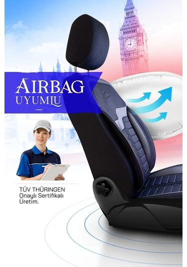 Panda Londra Serisi İngiliz Jakar Kumaş Oto Koltuk Kılıfı - Tam Set