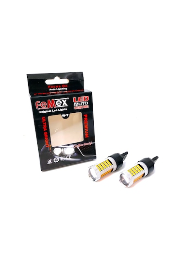 Femex  Premium T20 7443 9W Led Ampul Çift Duy Turuncu 2835 Chip Me