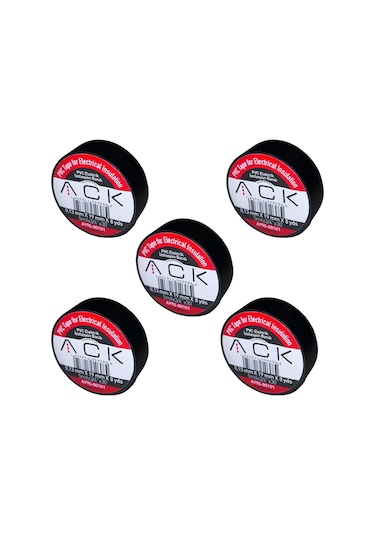 5 Adet Ack Siyah İzole Bant 0.13x19mmx8yds