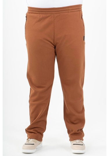 Maraton Sportswear Büyük Beden Erkek Düz Paça Basic Taba Eşofman Altı 22371-Taba