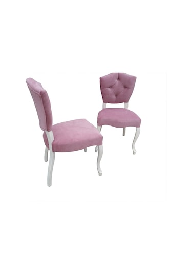 Evimeaksesuar 2 Adet Kapitoneli Tamamı Ahşap Kelebek Sandalye-Beyaz Boyalı