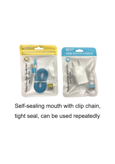 Sones 100 Adet Xc-0014 Usb Veri Kablosu Paketleme Poşetleri İnci Işıklı Fermuarlı Poşet, Boyut: 10,5x15cm Kırmızı