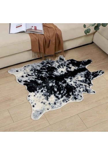 Yingfu Oturma Odası İçin Büyük Boy İnek Baskılı Dana Derisi Suni Deri Kaymaz Antiskid Halı