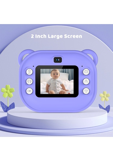 Suofeng Kız Çocuklar İçin Anında Yazıcı Kamera - 1080p Çift Kameralı, 2 İnç Hd Ekranlı, Dahili Li-poly Batarya, Mor
