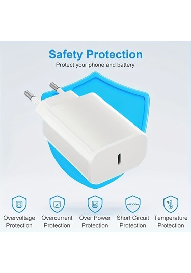 Honeybeeshop İphone 15 16 İçin 20w Usb-c Şarj Adaptörü + 2 Metre Veri Kablosu İpad Pro Air Mini Uyumlu