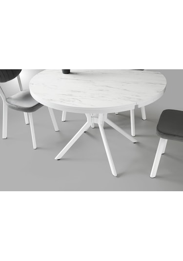 Bade Mdf Oval Highgloss Açılır Mutfak Masası 73x120 001