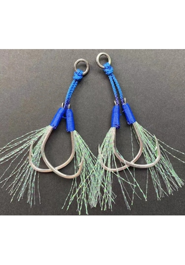 Dev Balıklara Dayanıklı 2/0 4/0 Assist Hook Güçlü Jigging İğne Çifti 2 Çift