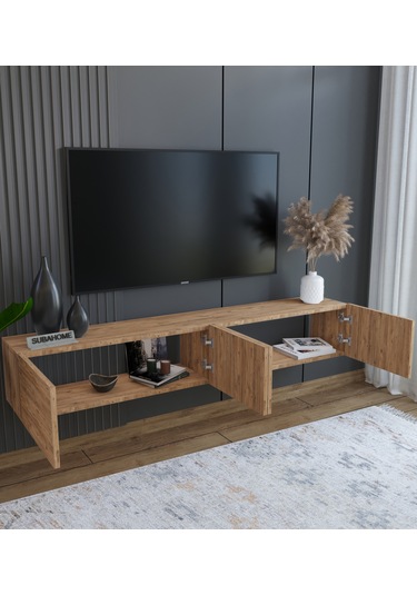 Duvara Monte Modern Minimalist MDF 160 Cm Ahşap TV Ünitesi