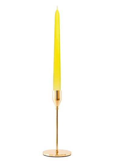 6 Lı Kısa Sarı Konik Şamdan Mum Yükseklik 18 Cm Sarı