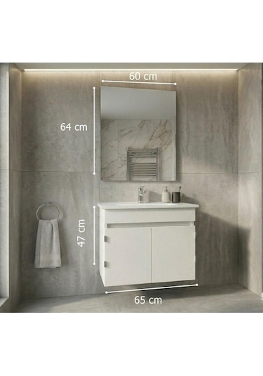 Creavit Flexio 65 Cm Katlanabilir Banyo Dolabı Beyaz Set
