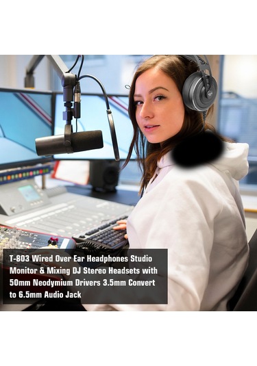 Reedark Kubite T-803 Profesyonel Stüdyo Kulaklığı - 50mm Hoparlör, 32 Ohm, 10hz-30khz Frekans Aralığı Siyah