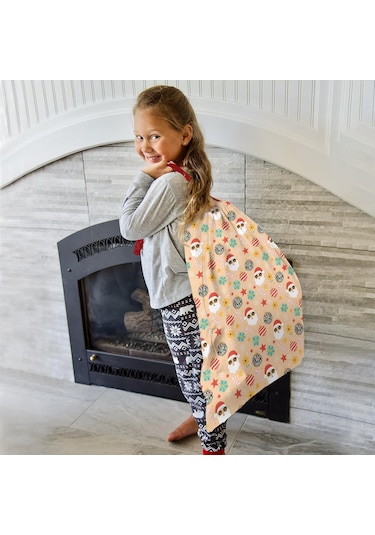 Büyük Noel Baba Hediye Çantası, Pamuklu Kordonlu, Yeniden Kullanılabilir Noel Baba Noel Diskoli