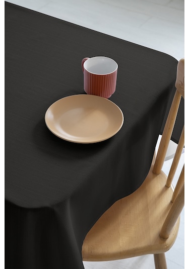 Nayra Keten Masa Örtüsü 160x220 - Siyah Siyah