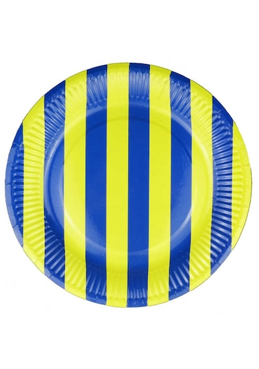 Tabak Karton Çizgili Sarı Lacivert 23 Cm Pk:8 +3