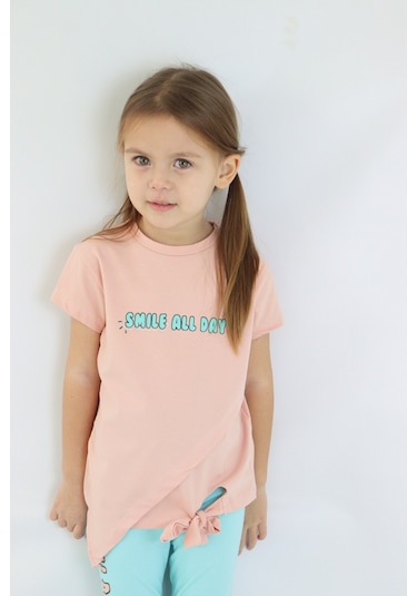 Kız Çocuk Kaprili Kısa Kollu Yazlık Basic Takım 2-5 Yaş 001