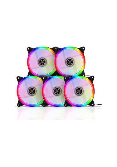 Jeehugo 12cm Rgb Bilgisayar Kasası Soğutma Fanları, Sessiz Hidrolik, 1300rpm, 5 Adet Paket