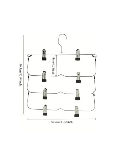 Chuangyinshop Siyah 8 Ayarlı Klipsli Katlanır Metal Pantolon Askısı - Gardırop Düzenleyici Siyah