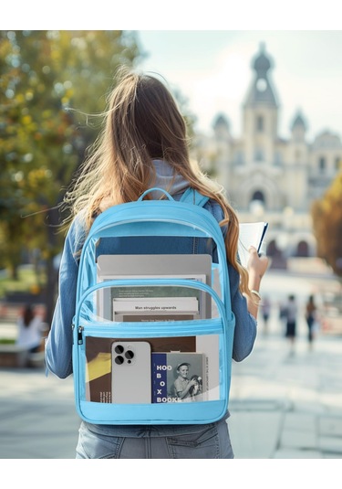 Vkemall Geniş Kapasiteli Transparan Sırt Çantası - Oxford Kumaş Ve Pvc Malzeme, Kolay Temizlenir, Okul/konser/seyahat İçin Uygun