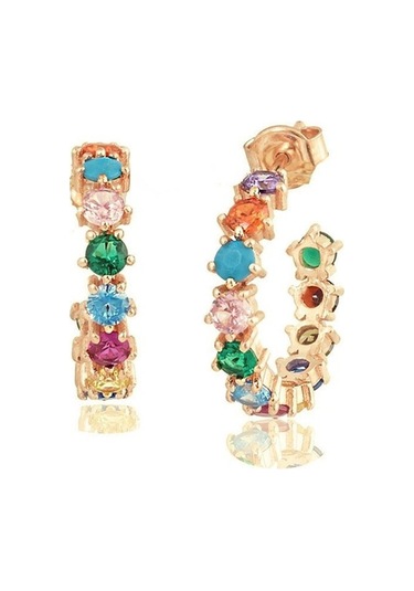 Masaliko Polibon Gümüş Küpe - 925 Ayar Gümüş, Zarif Küpe Altın