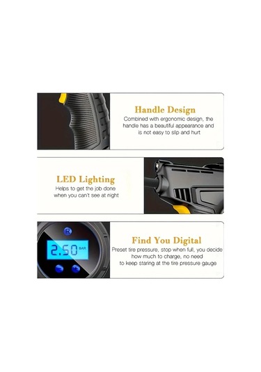 Boatshop1 Araba Hava Pompası Taşınabilir Lastik Şişirme Kablolu Elektrikli Evrensel