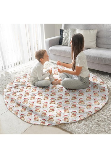 Noel Desenli 47 İnç Yuvarlak Flanel Battaniye, Yetişkin Ve Çocuk İçin, Yumuşak, Rahat Ve Hafif Noel Bayramlık Ayı