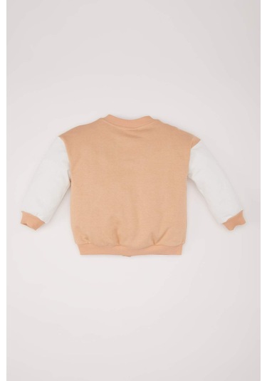 DeFacto Erkek Bebek Kolej Yaka Baskılı Çıtçıt Kapamalı Bomber Hırka D6290A524WNBG269 Bej