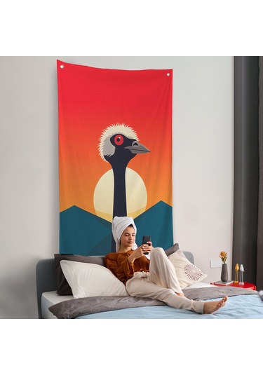 Minimal Devekuşu Duvar Örtüsü-7652