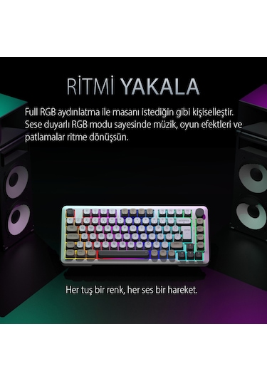 Ikg-455 Empousa Gasket Blue Swıtch Rgb Mekanık Gamıng Klavye Beyaz