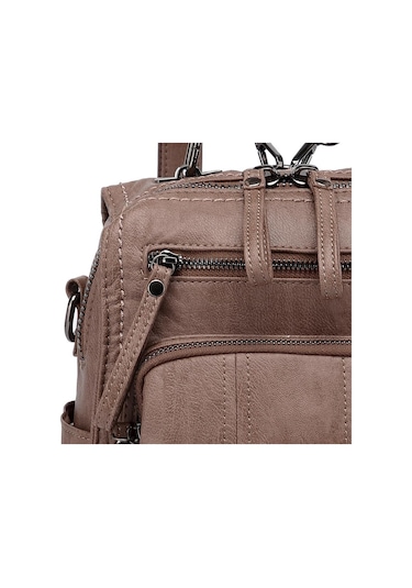 Yıkama Deri Sırt Askılı Kadın Çantası 21k Barcelona 1915 Açık Vizon