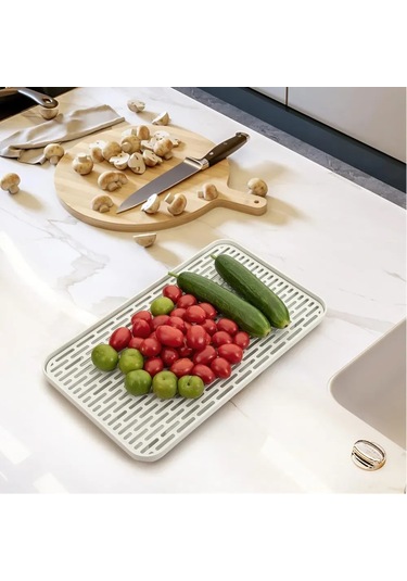 Maiyame Abs Plastik Mutfak Gereçleri Organizatörü - 33x24.5x4 Cm, Su Akış Delikleriyle Kurutma Ve Düzenleme, Sıcak Ve Soğuk Dayanıklı, Beyaz Zekice Tasarım Beyaz