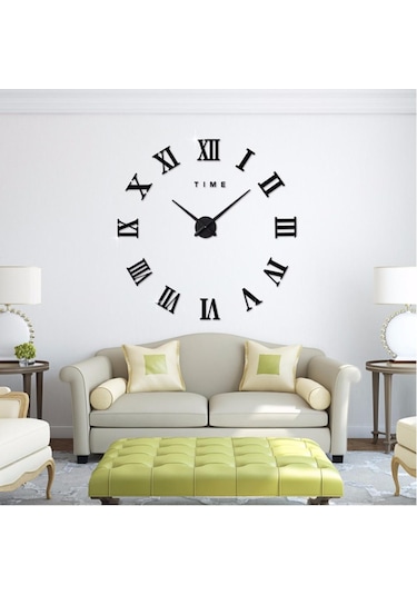Dekoratif 3D Duvar Saati Roma Rakamlı Model (446720408)
