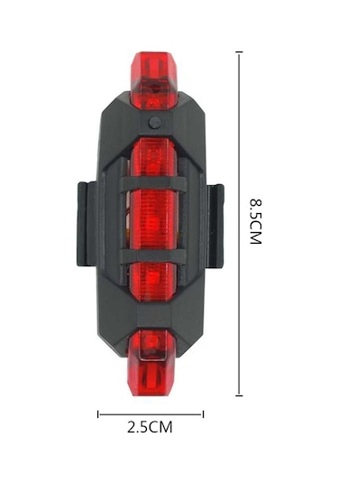 Yeni USB Şarjlı 4 Mod Bisiklet Arka Stop Lambası İkaz Uyarı Işığı Kırmızı - Siyah