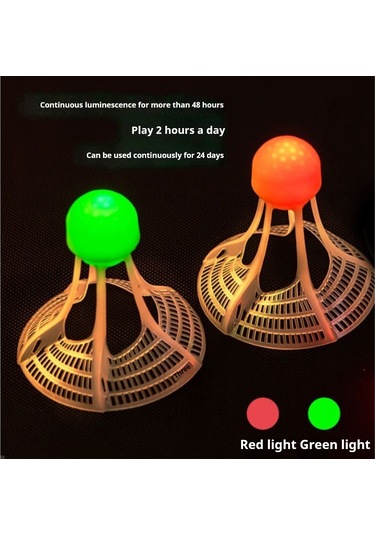 Geeksen Led Işıklı Nylon Badminton Topu, Rüzgar Direnci Ve Dayanıklılık, Kırmızı+yeşil 4 Adet, 48 Saat Pil Ömrü