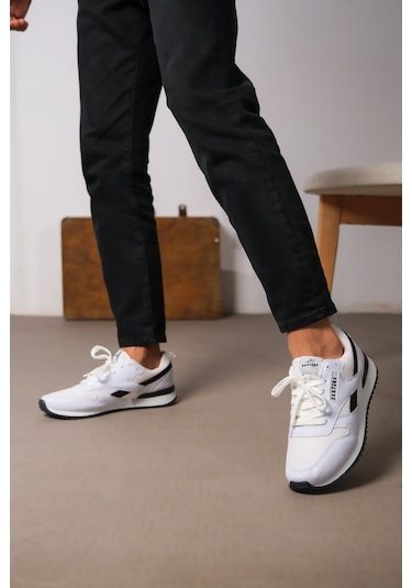 D0061 Günlük Ortopedik Garantili Unisex Sneaker Spor Ayakkabı Beyaz-siyah