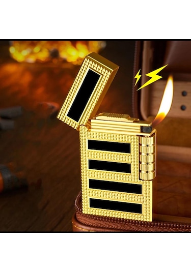 Dupont Tarzı Özel Şık Tasarım Çizgili Metal Çakmak