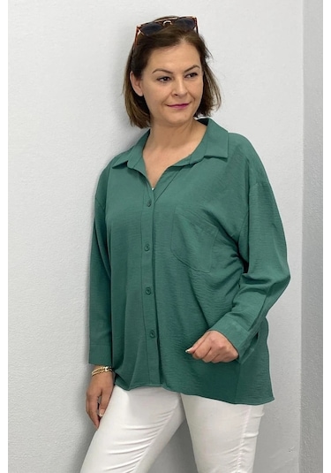 Mia Butik Kadın Mint Yeşili Ayrobin Gömlek Mint Yeşili