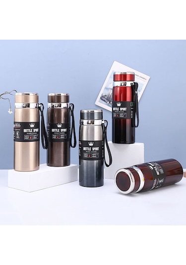 1000ml 316 Paslanmaz Çelik İzoleli Kupa Büyük Kapasiteli Vakum Termos Dış Mekan Taşınabilir Araba Yalıtımlı Su Şişesi Degrade Kırmızı