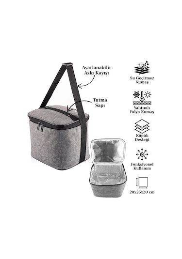 Ns Reliable Kamp Piknik Termal Soğutucu Yalıtımlı Buzluk Termos Çanta - 920 Gri
