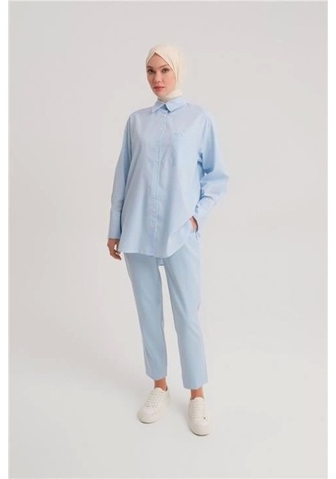 Armine Yüksek Bel Havuç Pantolon Ort2518 Bebe Mavisi Mavi