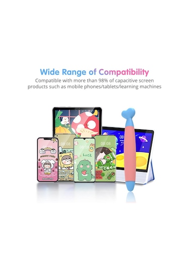 Fonken Kids Dayanıklı Kauçuk Uçlu Çocuklar İçin Stylus Kalem Açık Pembe