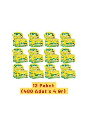 Hleks Patlayan Şeker Popios 4 gr 40 Adet Muzlu 12 Paket (Toplam 4