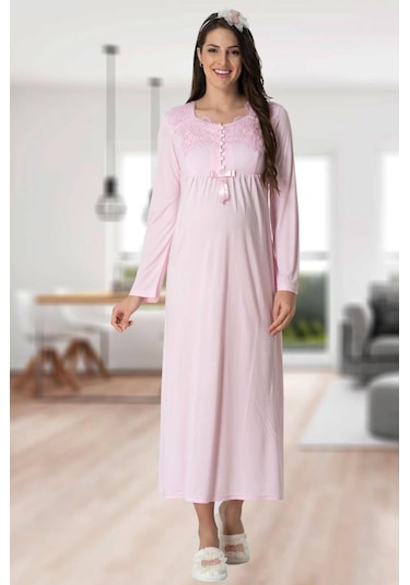 Mecit Pijama Mecit 1924 Bayan Hamile Lohusa Pembe Sabahlık Gecelik Pijama 001