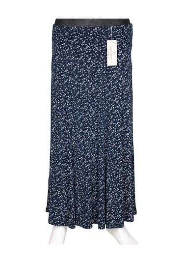 Barem Kadın Arzu Korsajlı 6 Parçalı Desenli Penye Lacivert Etek D58 Lacivert